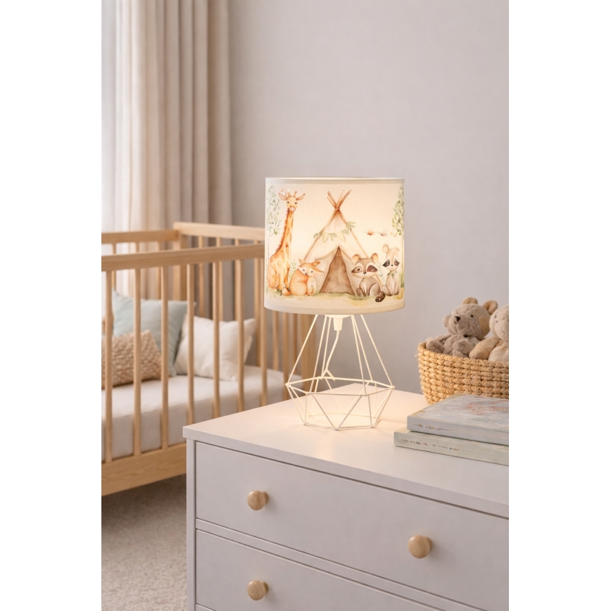 Детска настолна лампа KIDS ROOM, 1xE27/60W/230V, диаметър 18 см, с животински мотиви