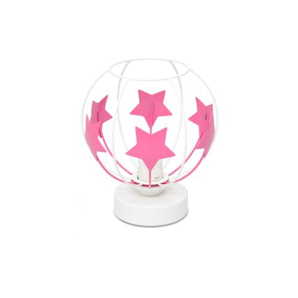 Детска настолна лампа STARS 1xE27/15W/230V розов/бял