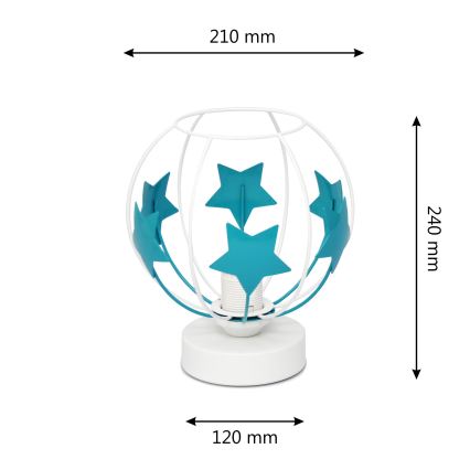 Детска настолна лампа STARS 1xE27/15W/230V тюркоаз/бял