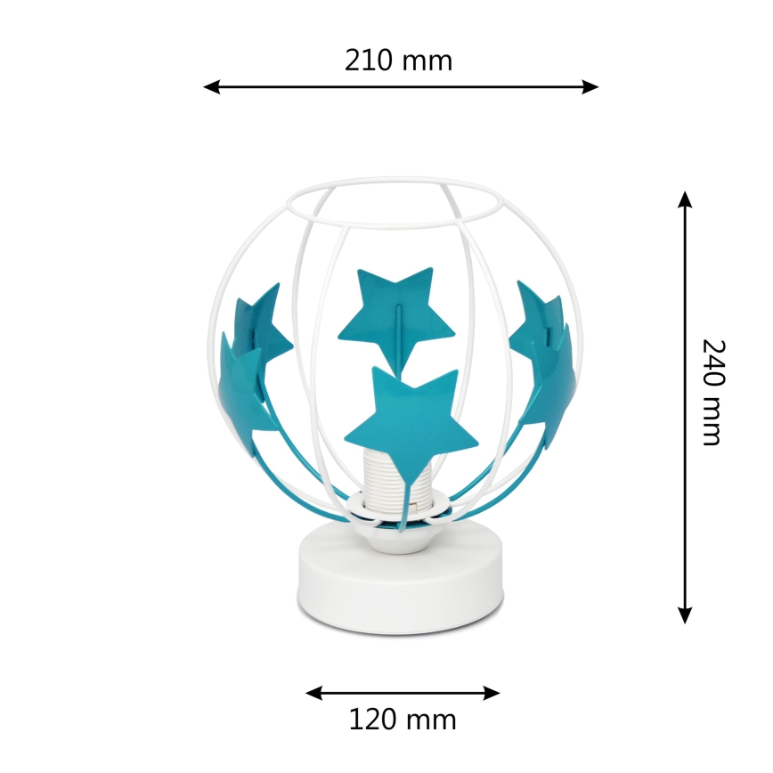 Детска настолна лампа STARS 1xE27/15W/230V тюркоаз/бял