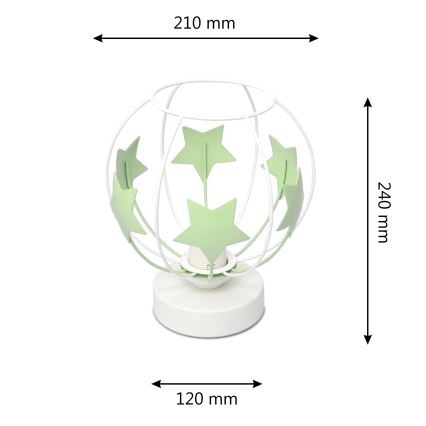 Детска настолна лампа STARS 1xE27/15W/230V зелен/бял