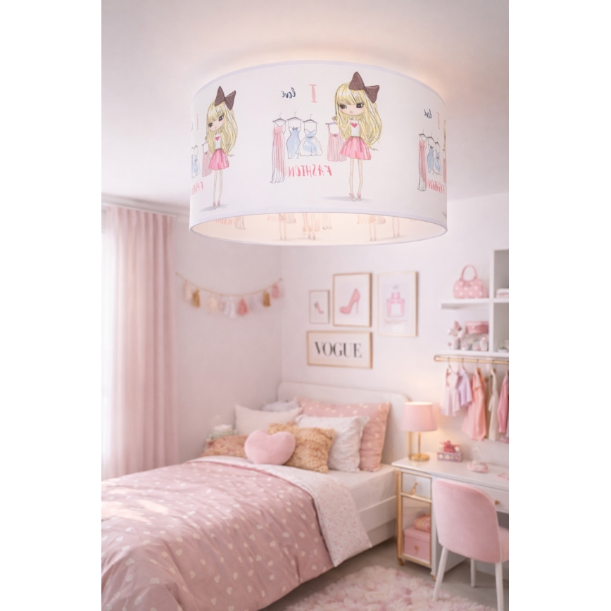 Детска таванна лампа GIRLS VIBES 1xE27/60W/230V, диаметър 40 см Обичам модата