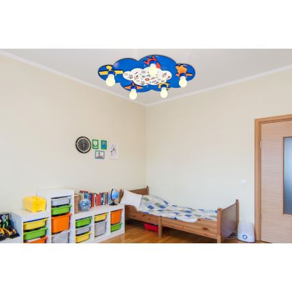 Детска таванна лампа LUCCA 5xE27/24W/230V синя