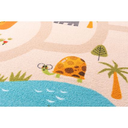 Детски антихлъзгащ килим ARES STREETS 80x150 см бежов/сафари