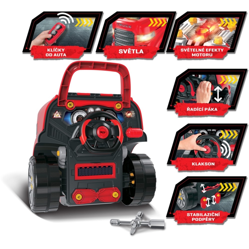 Детски автомобилен сервиз 3xAAA + 1xCR2025 червен