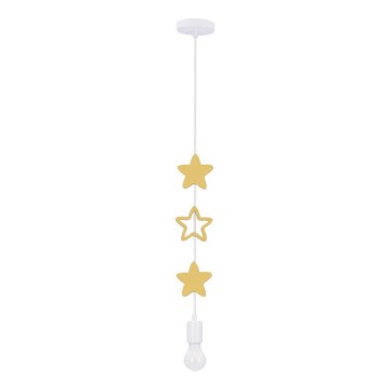 Детски лампион на кабел STARS 1xE27/20W/230V жълт/бял