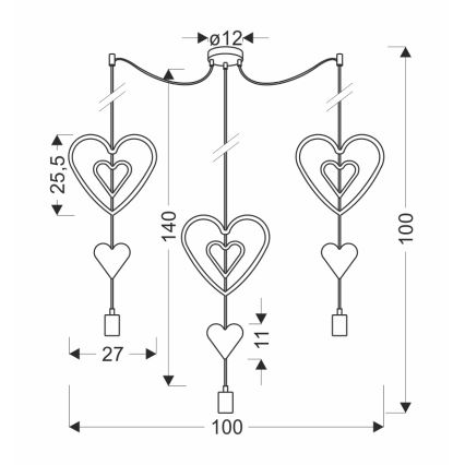 Детски лустер TRIO 3xE27/20W/230V розов/бял/сив