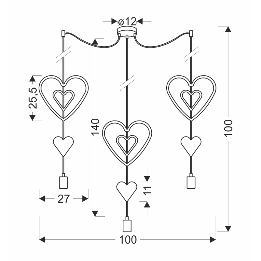 Детски лустер TRIO 3xE27/20W/230V розов/бял/сив