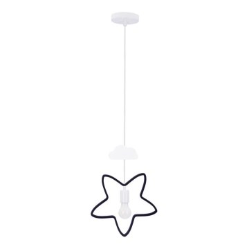 Детски окачен полилей STARS 1xE27/20W/230V черно/бяло
