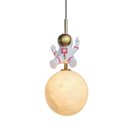 Детски пендел ASTRONAUT 1xE27/60W/230V Ø 15 см златист/бежов