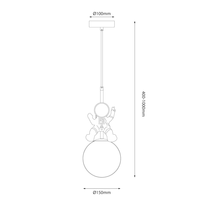 Детски пендел ASTRONAUT 1xE27/60W/230V Ø 15 см златист/бежов