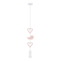 Детски пендел на кабел HEART 1xE27/20W/230V розово/бяло