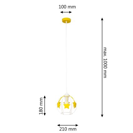 Детски пендел STARS 1xE27/15W/230V жълти/бял