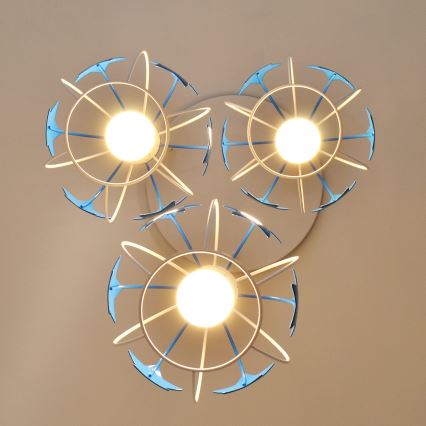 Детски пендел STARS 3xE27/15W/230V син/бял