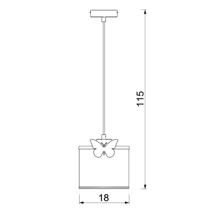 Детски пендел SWEET 1xE27/15W/230V бял/пеперуда