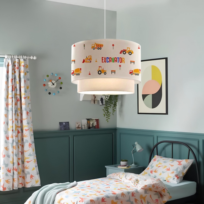 Детски полилей CANDY 1xE27/40W/230V бял/оранжев