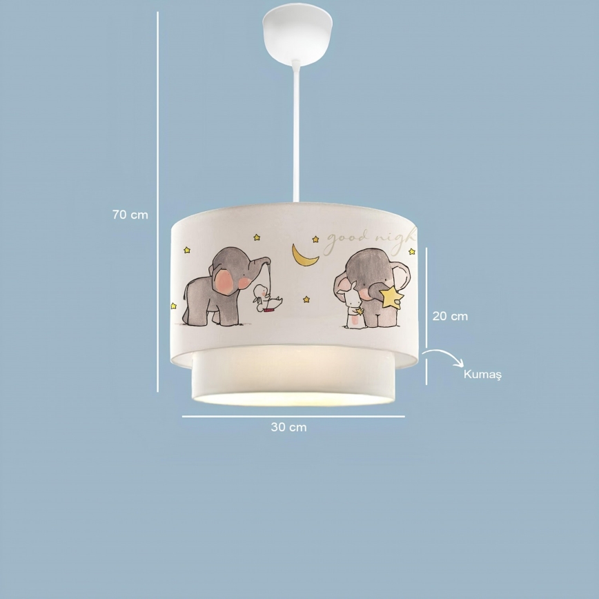 Детски полилей CANDY 1xE27/40W/230V бял/сив