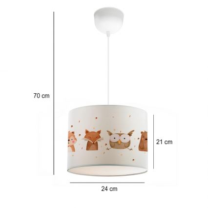 Детски полилей CANDY 1xE27/40W/230V бял/кафяв
