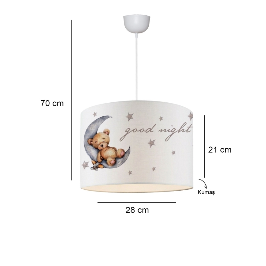 Детски полилей CANDY 1xE27/40W/230V бял/кафяв