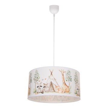 Детски полилей KIDS ROOM 1xE27/60W/230V, диам. 40 см, с фигурки на животни