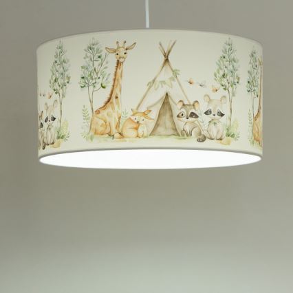 Детски полилей KIDS ROOM 1xE27/60W/230V, диам. 40 см, с фигурки на животни