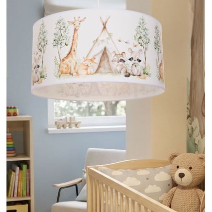 Детски полилей KIDS ROOM 1xE27/60W/230V, диам. 40 см, с фигурки на животни