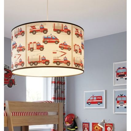 Детски полилей KIDS ROOM 1xE27/60W/230V Ø 40 см, мотив пожарникари
