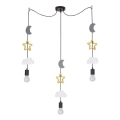 Детски полилей на трос TRIO 3xE27/20W/230V сив/жълт/бял