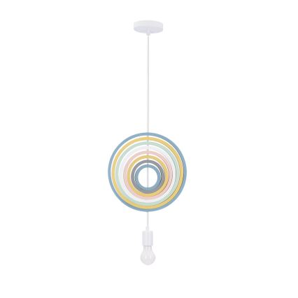 Детски полилей на кабел HOOPS 1xE27/20W/230V диам. 27 см, многоцветен