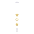 Детски полилей на кабел STARS 1xE27/20W/230V жълт/бял