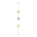 Детски полилей на кабел STARS 1xE27/20W/230V жълт/син/бял