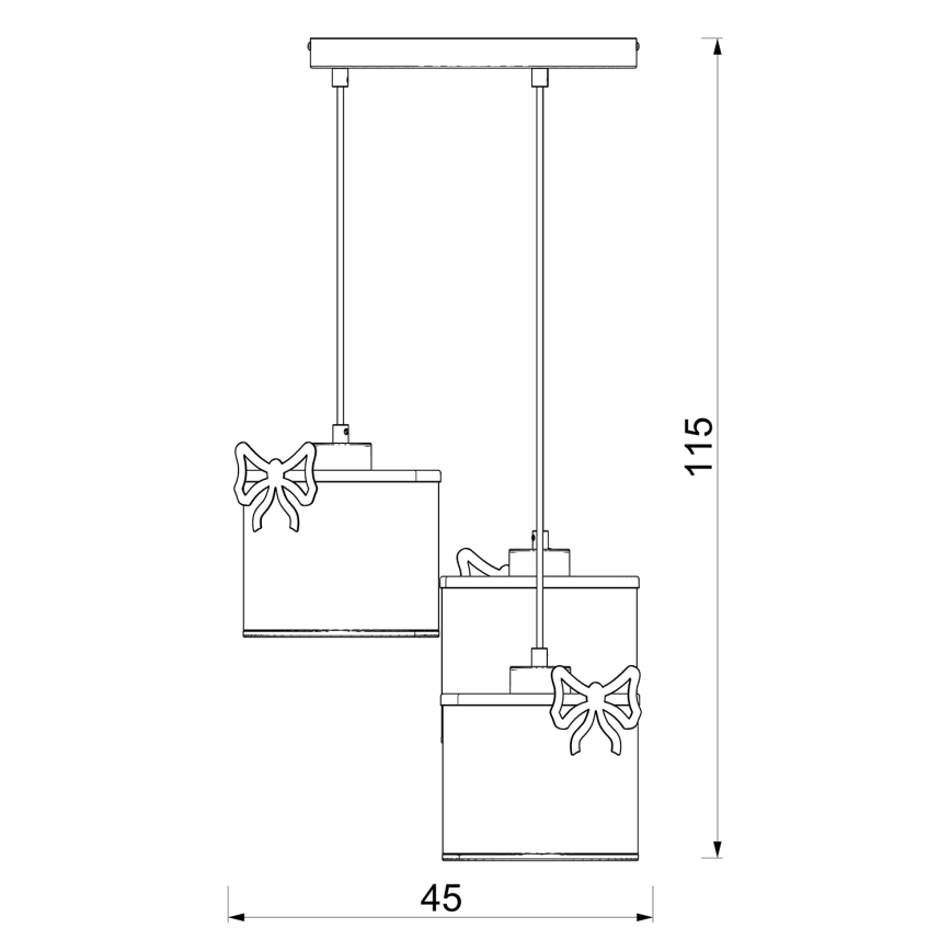 Детски полилей на кабел SWEET 3xE27/15W/230V бял/розов/панделка