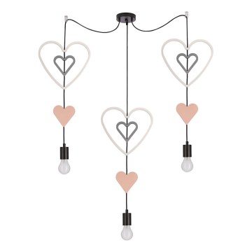 Детски полилей на кабел TRIO 3xE27/20W/230V розов/бял/сив