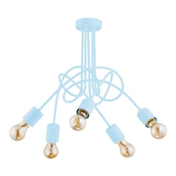 Детски полилей за повърхностен монтаж TANGO 5xE27/60W/230V син