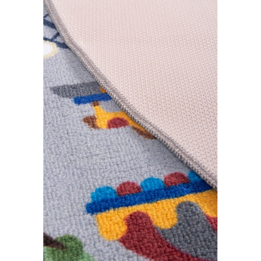 Детски противохлъзгащ килим ARES STREETS 160 см сив/град