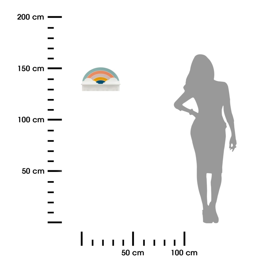 Детски стенен рафт със закачалки дъга/цветен