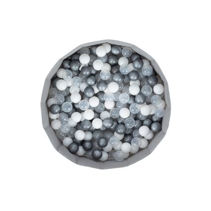 Детски сух басейн с топки, пр. 80 см, бял/сив