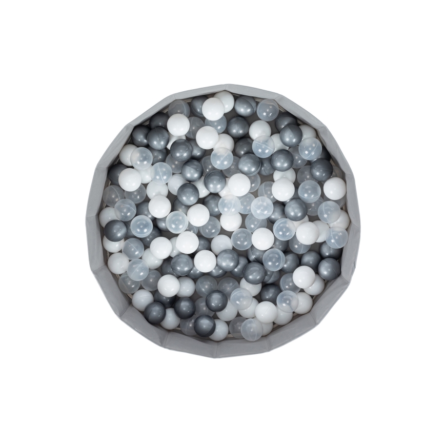 Детски сух басейн с топки, пр. 80 см, бял/сив