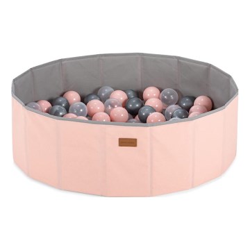 Детски сух басейн с топки, пр. 80 см, розов/сив