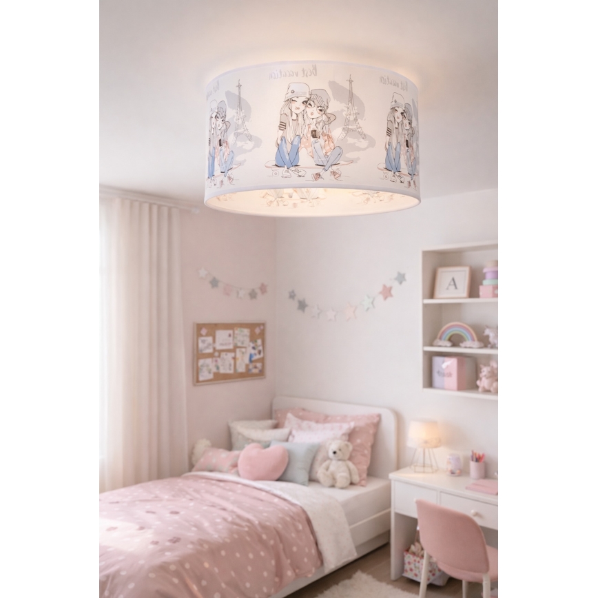 Детски таванен плафон GIRLS VIBES 1xE27/60W/230V Ø 40 см Paris