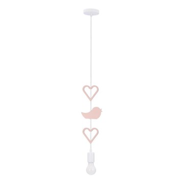 Детски висящ лампа HEART 1xE27/20W/230V розов/бял
