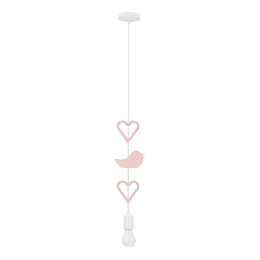 Детски висящ лампа HEART 1xE27/20W/230V розов/бял