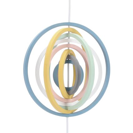 Детски висящ полилей HOOPS 1xE27/20W/230V, диаметър 27 см, многоцветен
