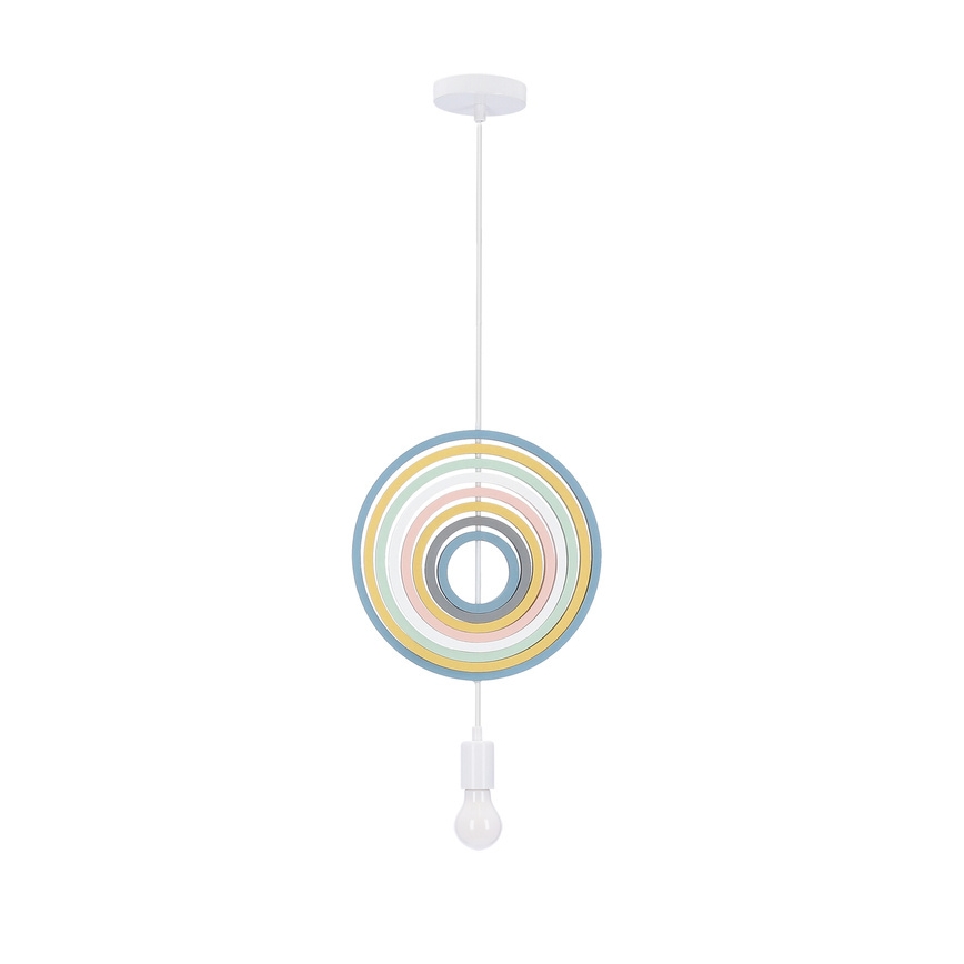 Детски висящ полилей HOOPS 1xE27/20W/230V, диаметър 27 см, многоцветен