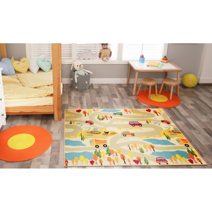 Детски килим STELLA STREETS 100 x 150 см бежов/градски