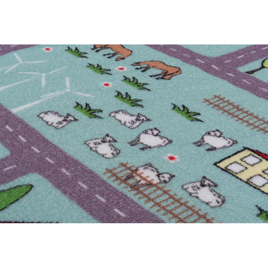 Детски килим STELLA STREETS 100x150 cm тюркоаз/град