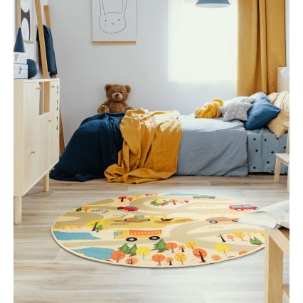 Детски килим STELLA STREETS 120 см бежов/град