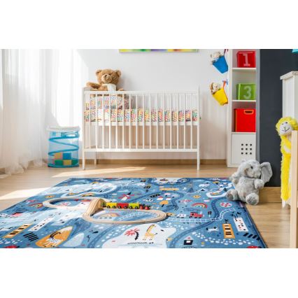 Детски килим STELLA STREETS 120x170 cm син/град
