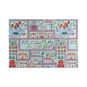 Детски килим STELLA STREETS 120x170 см тюркоаз/град
