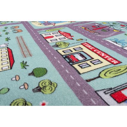 Детски килим STELLA STREETS 120x170 см тюркоаз/град
